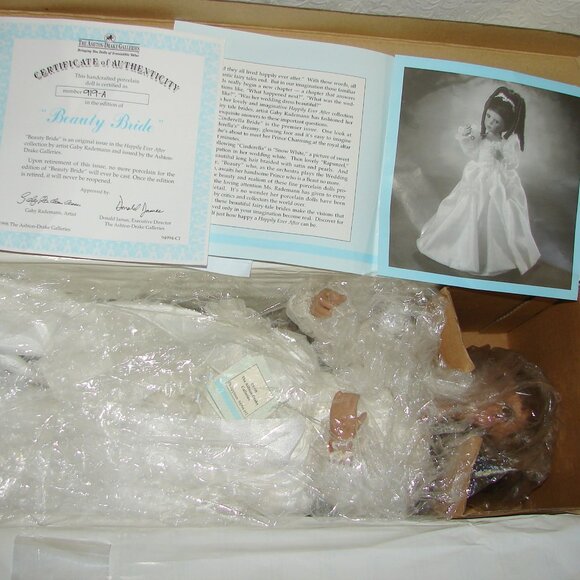 Ashton Drake Beauty (& Beast) Bride 15" Porcelain DOLL, 1998, Gaby Rademann MIB - Picture 1 of 12